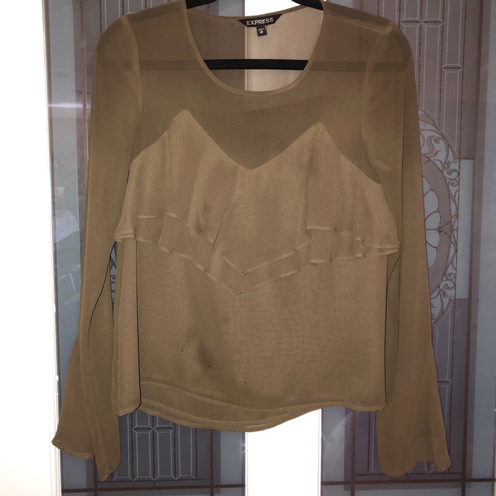 Express Sheer Ruffle Layer Top